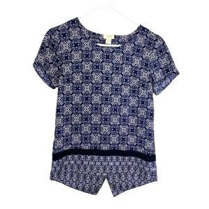 J. Crew Womens Blue & White Summer Short Sleeve Top Size XXS
